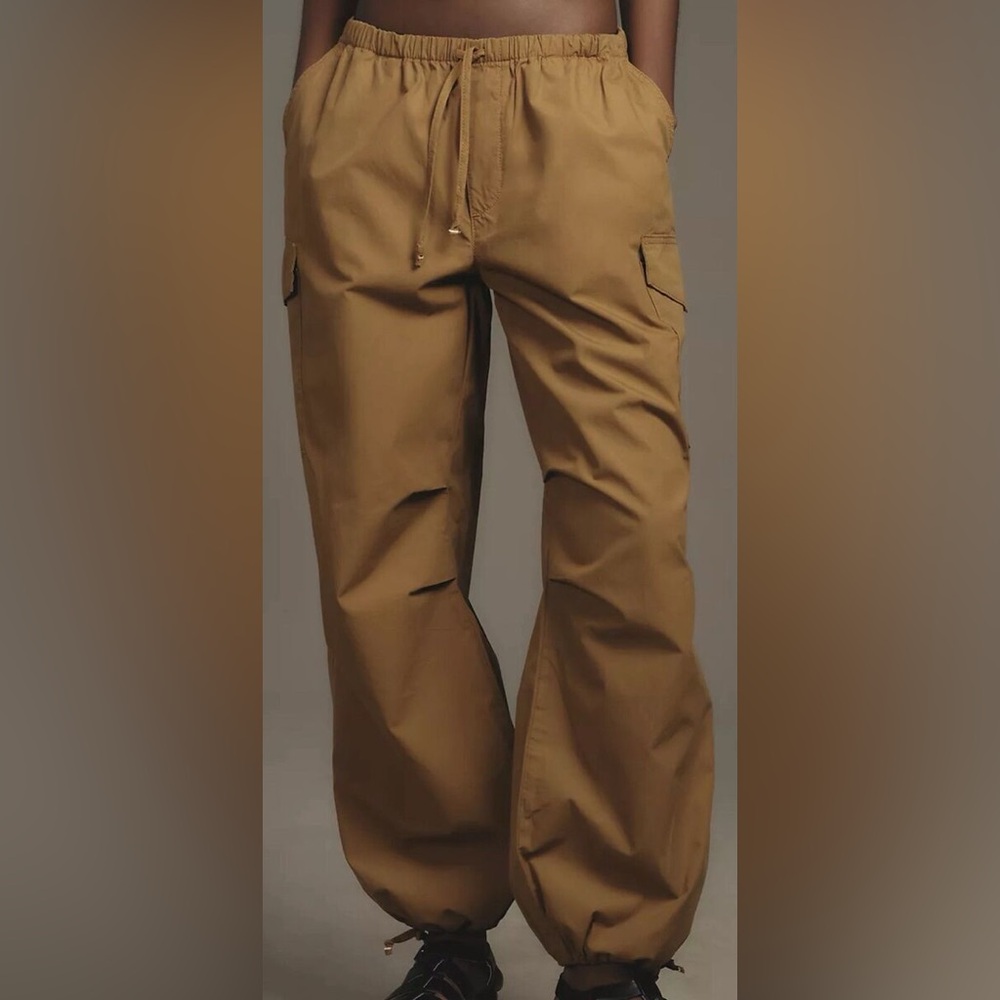 Anthropology Pilcro Pull-On Parachute Pants Size Small NWOT Mustard Green